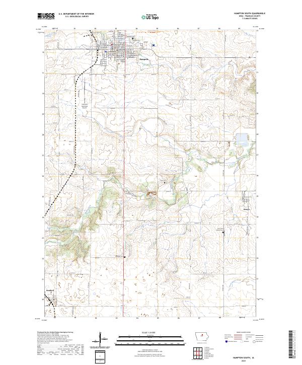 Hampton South, IA — USGS 7.5-minute topo (2023)