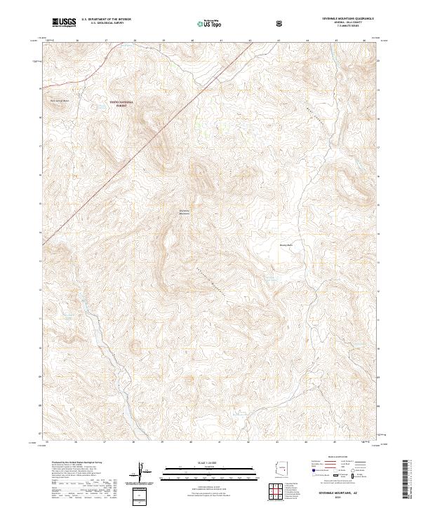 Sevenmile Mountains, AZ — USGS 7.5-minute topo (2021)