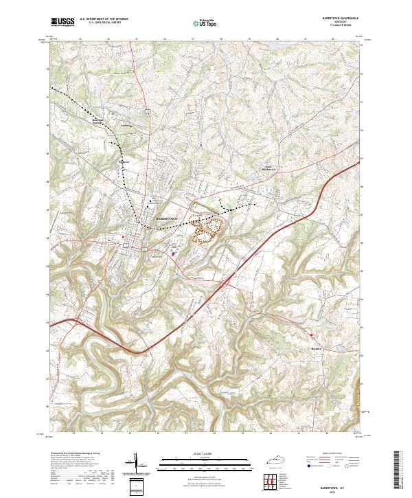 Bardstown, KY — USGS 7.5-minute topo (2022)
