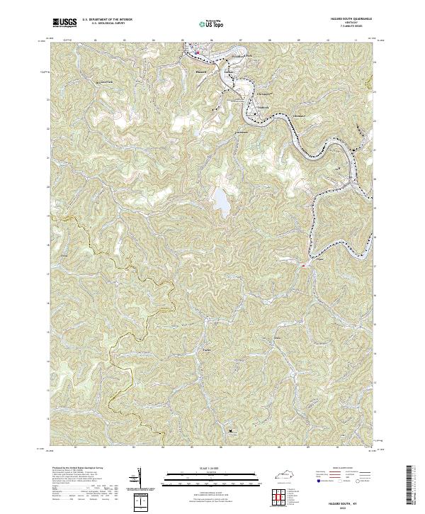 Hazard South, KY — USGS 7.5-minute topo (2022)