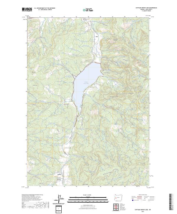 Cottage Grove Lake, OR — USGS 7.5-minute topo (2023)