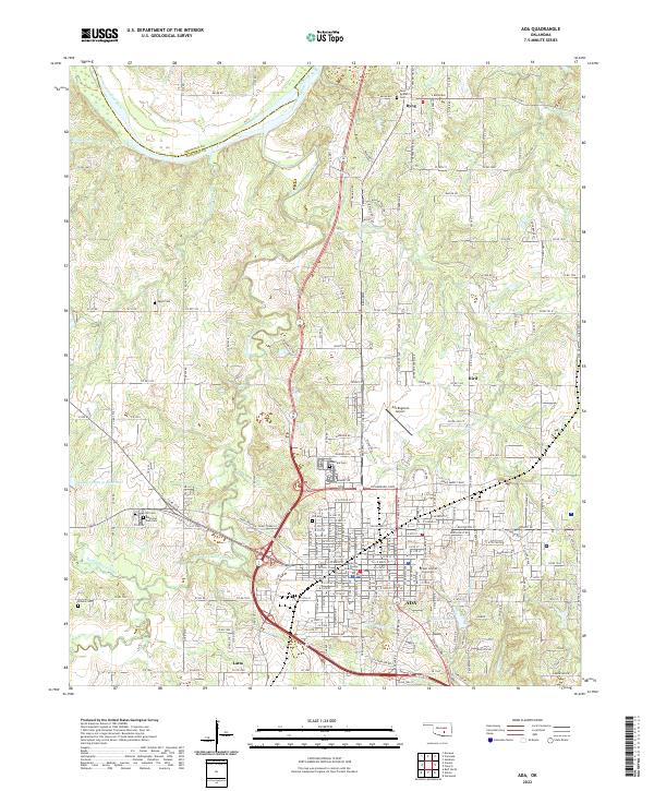 Ada, OK — USGS 7.5-minute topo (2022)