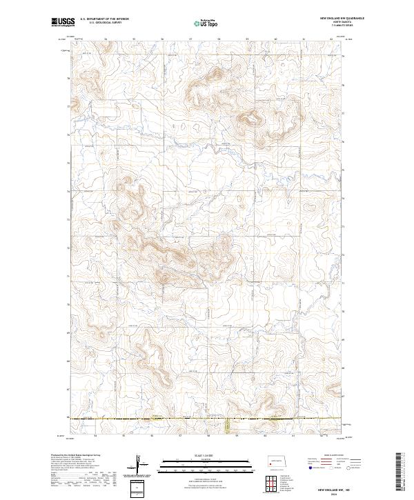 New England NW, ND — USGS 7.5-minute topo (2024)