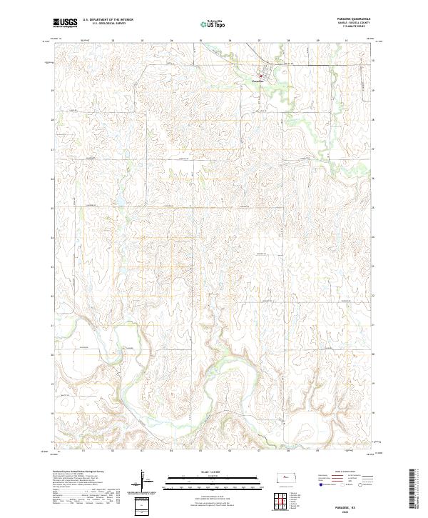 Paradise, KS — USGS 7.5-minute topo (2022)