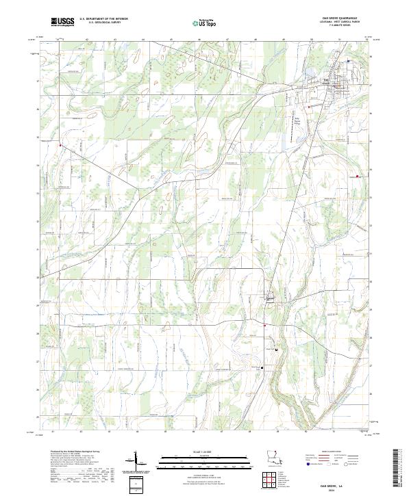 Oak Grove, LA — USGS 7.5-minute topo (2024)