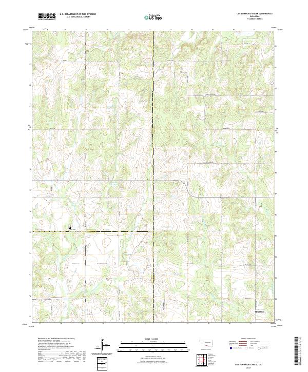 Cottonwood Creek, OK — USGS 7.5-minute topo (2022)
