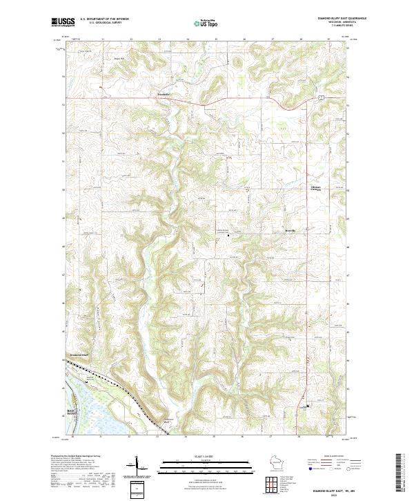 Diamond Bluff East, WI-MN — USGS 7.5-minute topo (2022)
