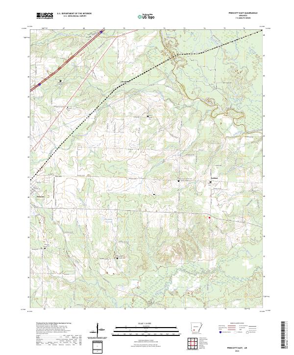 Prescott East, AR — USGS 7.5-minute topo (2024)
