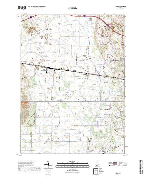 Lydick, IN — USGS 7.5-minute topo (2022)