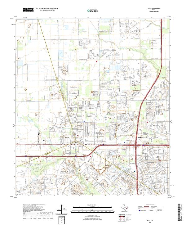 Katy, TX — USGS 7.5-minute topo (2022)