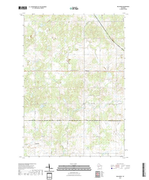 Bellinger, WI — USGS 7.5-minute topo (2022)