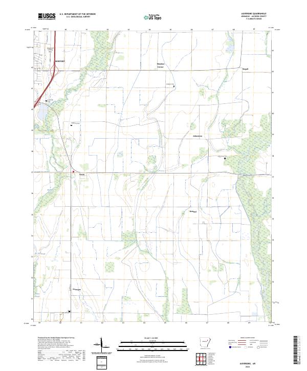 Auvergne, AR — USGS 7.5-minute topo (2024)