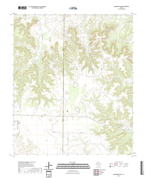 Crawford Slide, TX — USGS 7.5-minute topo (2022)
