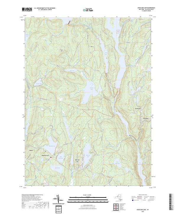 Highland Lake, NY — USGS 7.5-minute topo (2023)
