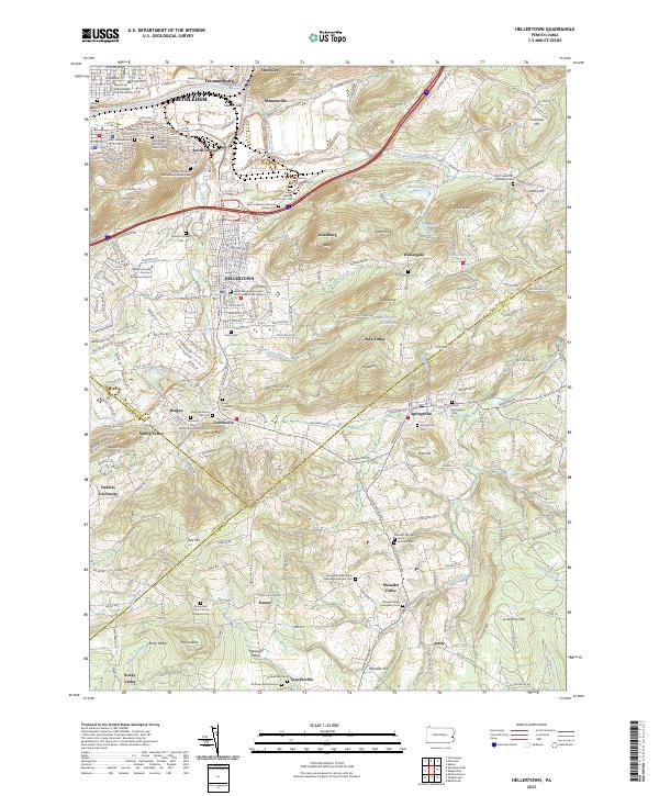 Hellertown, PA — USGS 7.5-minute topo (2023)