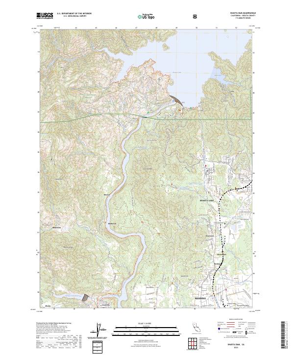 Shasta Dam, CA — USGS 7.5-minute topo (2023)