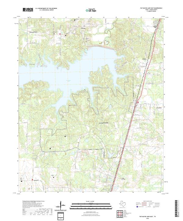 Pat Mayse Lake East, TX — USGS 7.5-minute topo (2022)