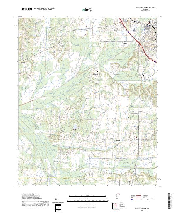 New Albany West, MS — USGS 7.5-minute topo (2024)