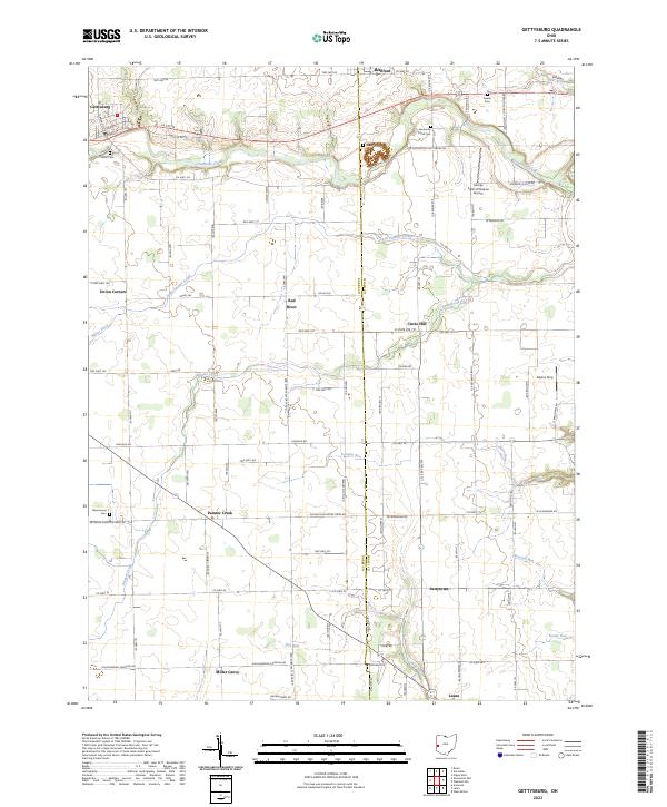 Gettysburg, OH — USGS 7.5-minute topo (2023)