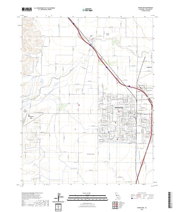 Woodland, CA — USGS 7.5-minute topo (2023)