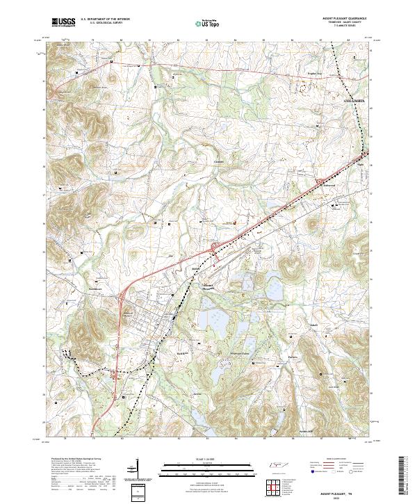 Mount Pleasant, TN — USGS 7.5-minute topo (2022)