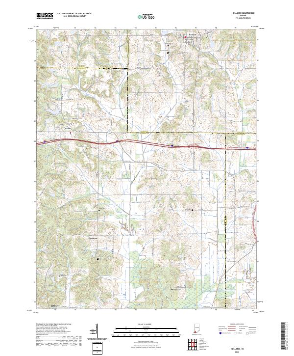 Holland, IN — USGS 7.5-minute topo (2022)