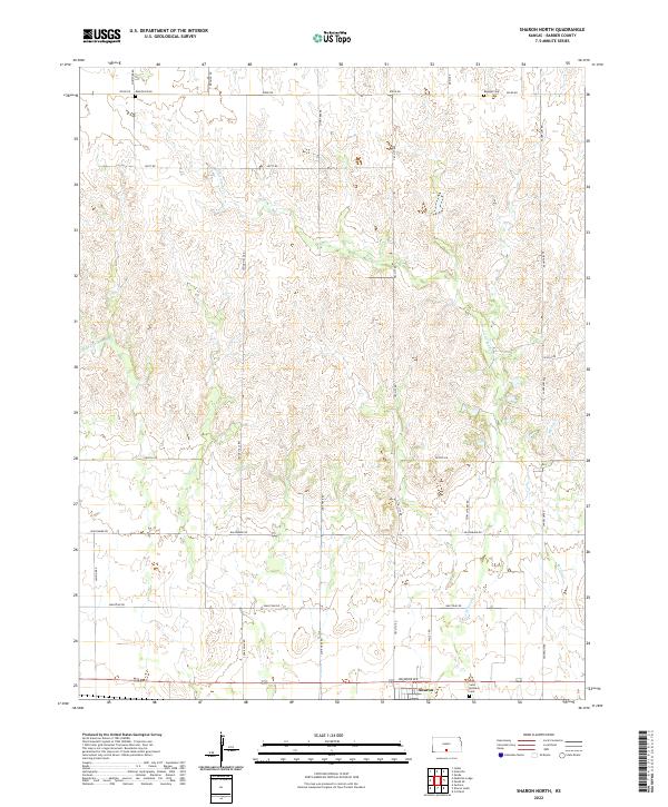 Sharon North, KS — USGS 7.5-minute topo (2022)