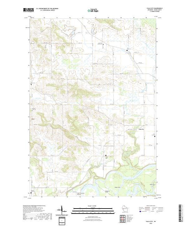 Falls City, WI — USGS 7.5-minute topo (2022)