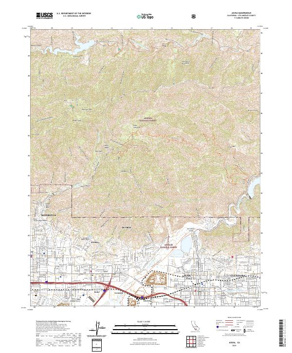 Azusa, CA — USGS 7.5-minute topo (2021)