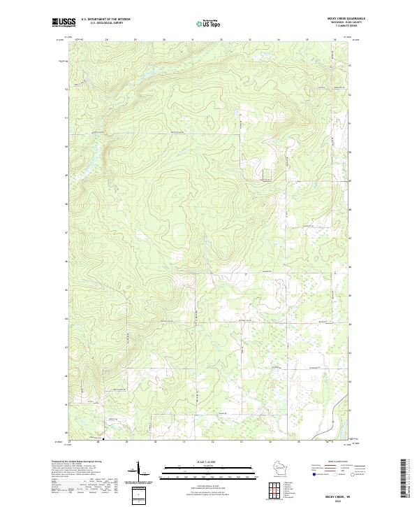 Becky Creek, WI — USGS 7.5-minute topo (2022)