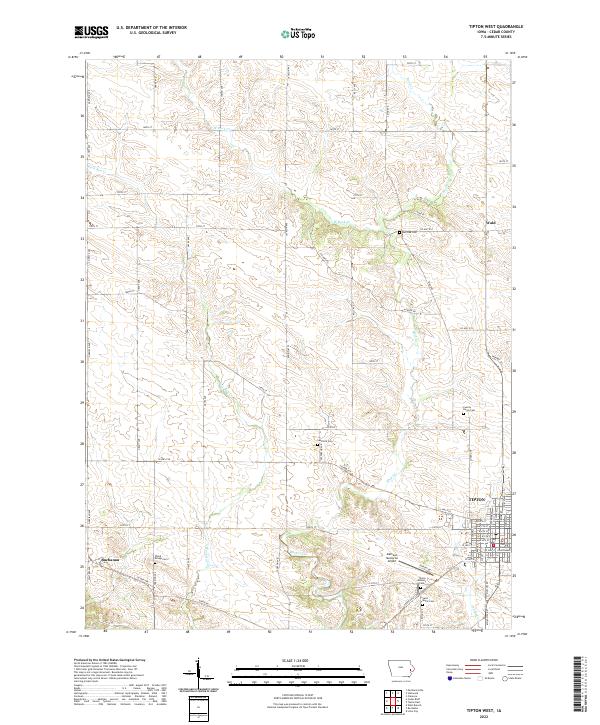 Tipton West, IA — USGS 7.5-minute topo (2022)