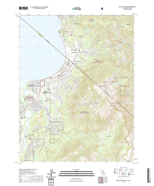 South Lake Tahoe, CA-NV — USGS 7.5-minute topo (2021)