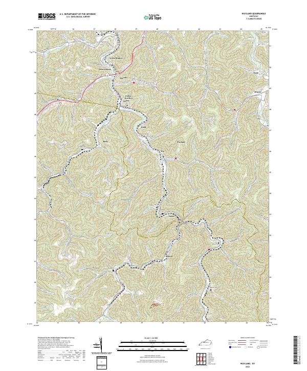 Wayland, KY — USGS 7.5-minute topo (2022)