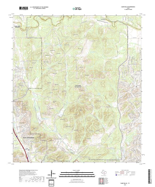 Camp Bullis, TX — USGS 7.5-minute topo (2022)