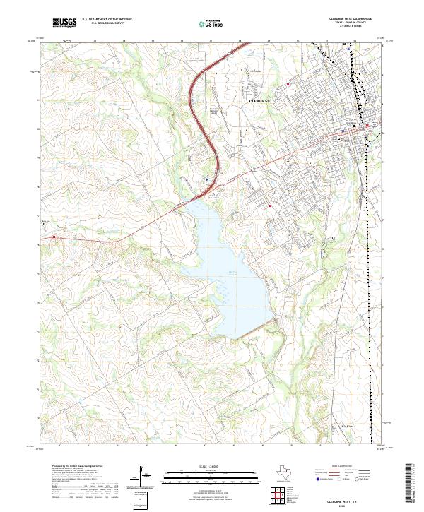 Cleburne West, TX — USGS 7.5-minute topo (2022)