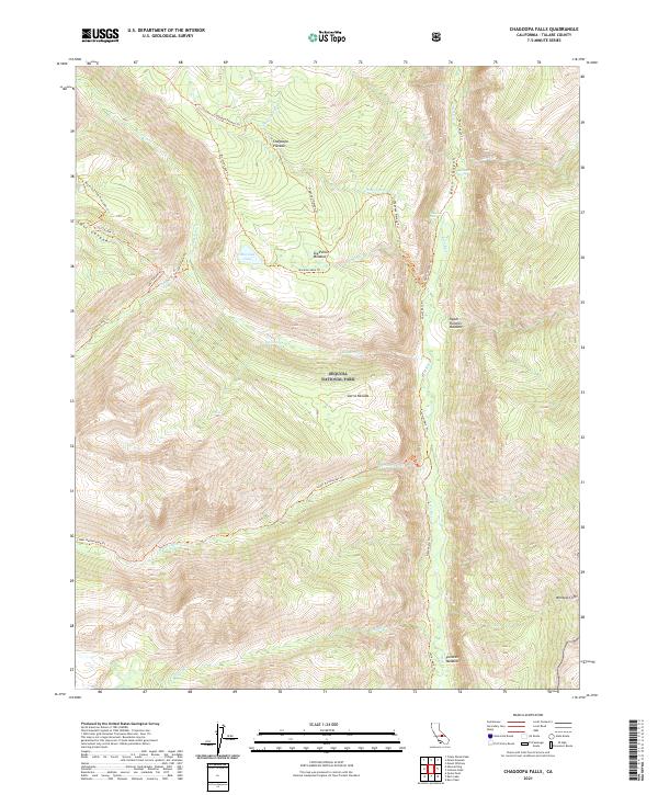 Chagoopa Falls, CA — USGS 7.5-minute topo (2021)