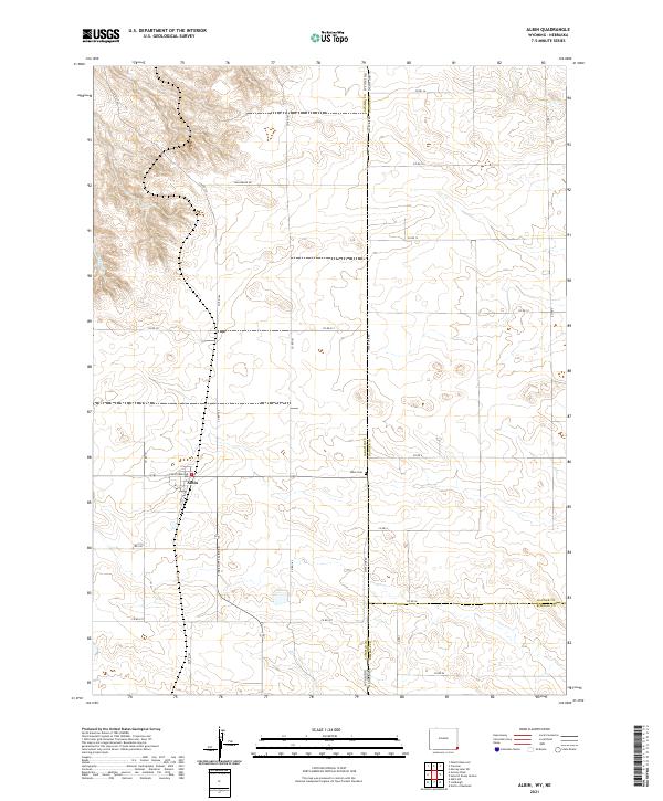 Albin, WY-NE — USGS 7.5-minute topo (2021)