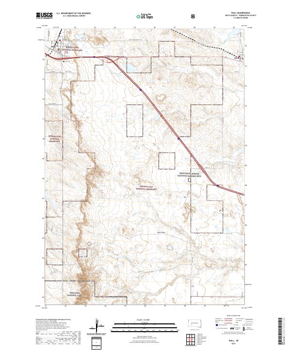 Wall, SD — USGS 7.5-minute topo (2021)