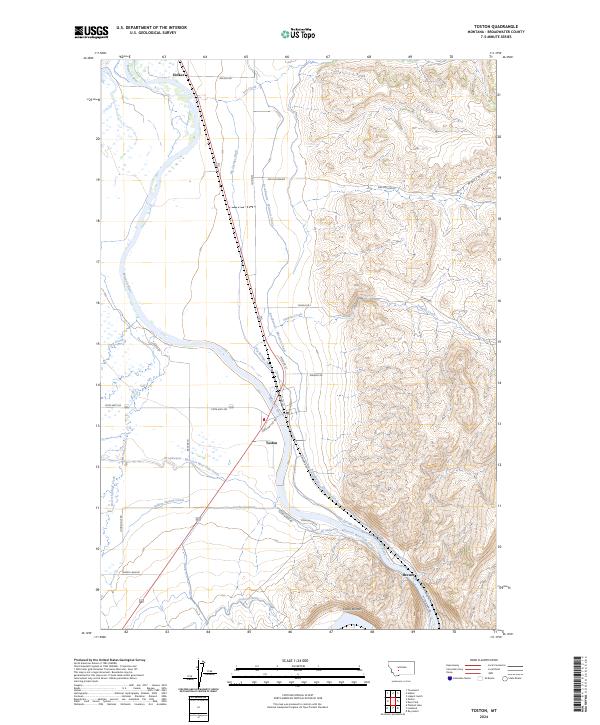 Toston, MT — USGS 7.5-minute topo (2024)