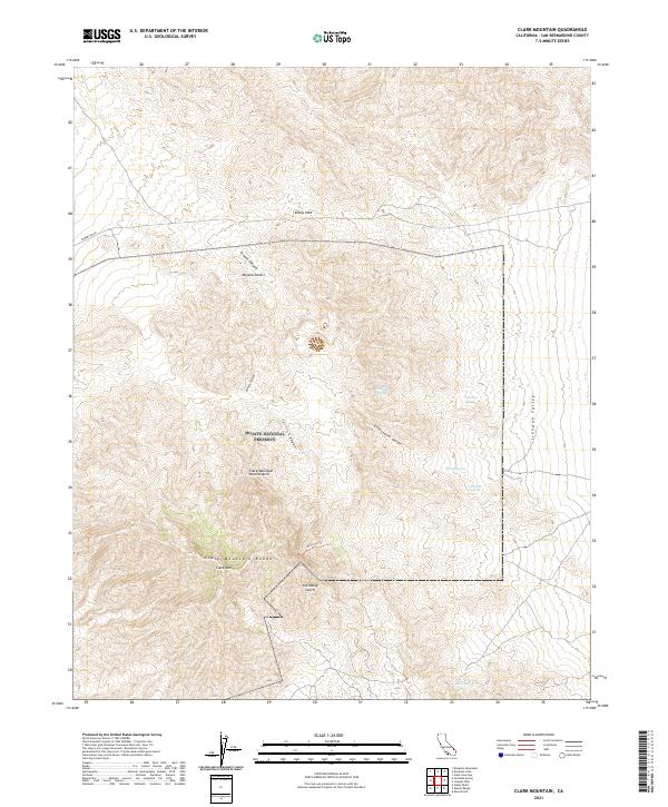Clark Mountain, CA — USGS 7.5-minute topo (2021)