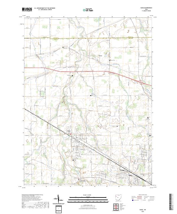 Elida, OH — USGS 7.5-minute topo (2023)