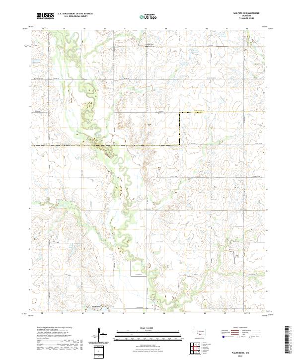 Walters NE, OK — USGS 7.5-minute topo (2022)