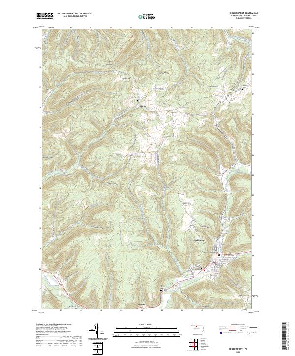 Coudersport, PA — USGS 7.5-minute topo (2023)