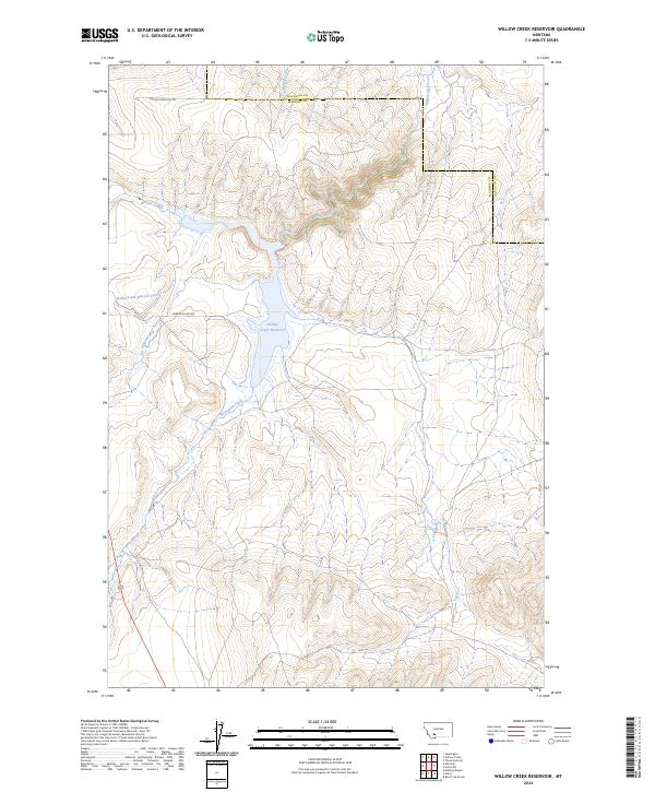 Willow Creek Reservoir, MT — USGS 7.5-minute topo (2024)