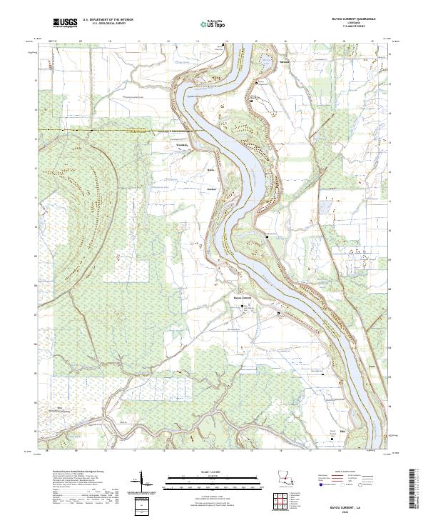 Bayou Current, LA — USGS 7.5-minute topo (2024)