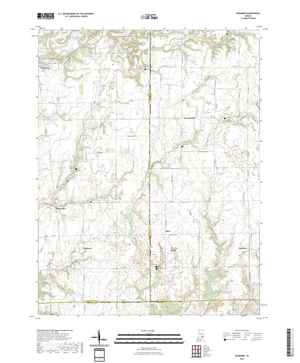 Grammer, IN — USGS 7.5-minute topo (2022)