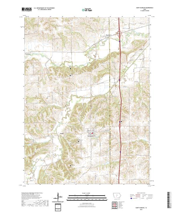 Saint Charles, IA — USGS 7.5-minute topo (2022)