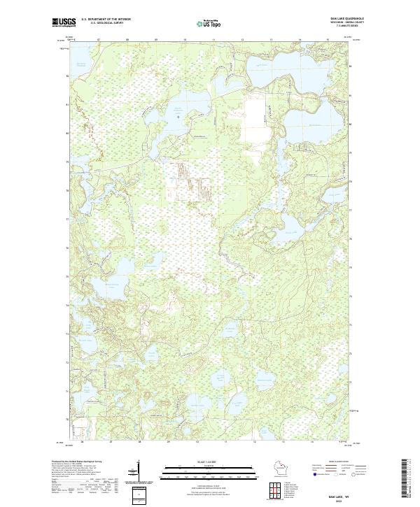 Dam Lake, WI — USGS 7.5-minute topo (2022)