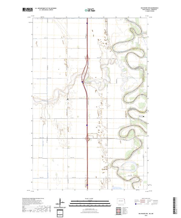 Big Woods NW, ND-MN — USGS 7.5-minute topo (2024)