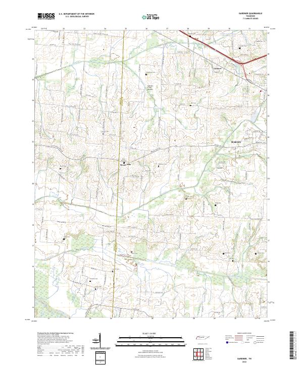 Gardner, TN — USGS 7.5-minute topo (2022)
